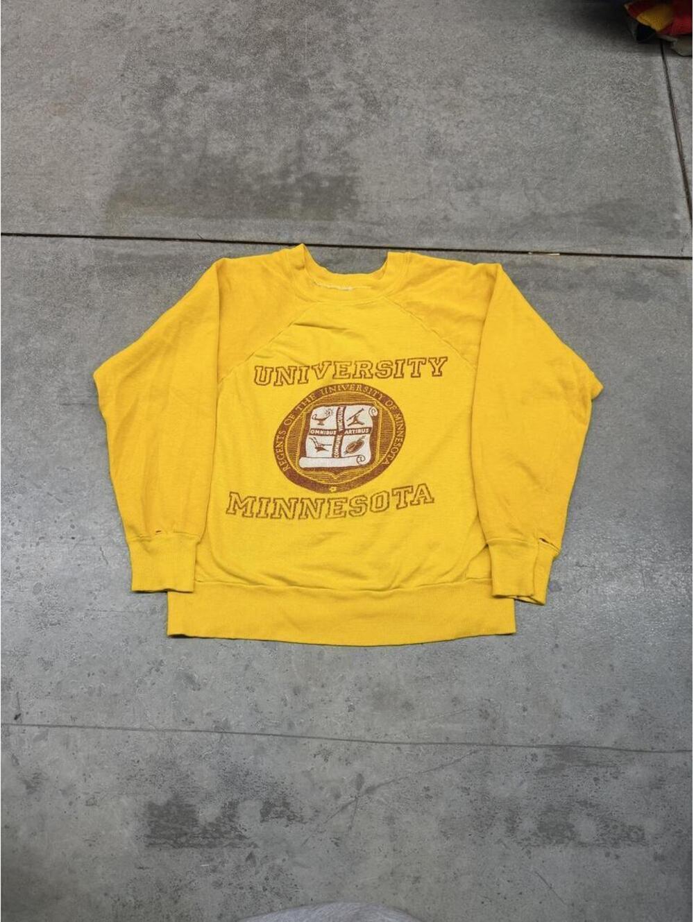 vintage university of minnesota made in usa collegiate yellow crewneck medium